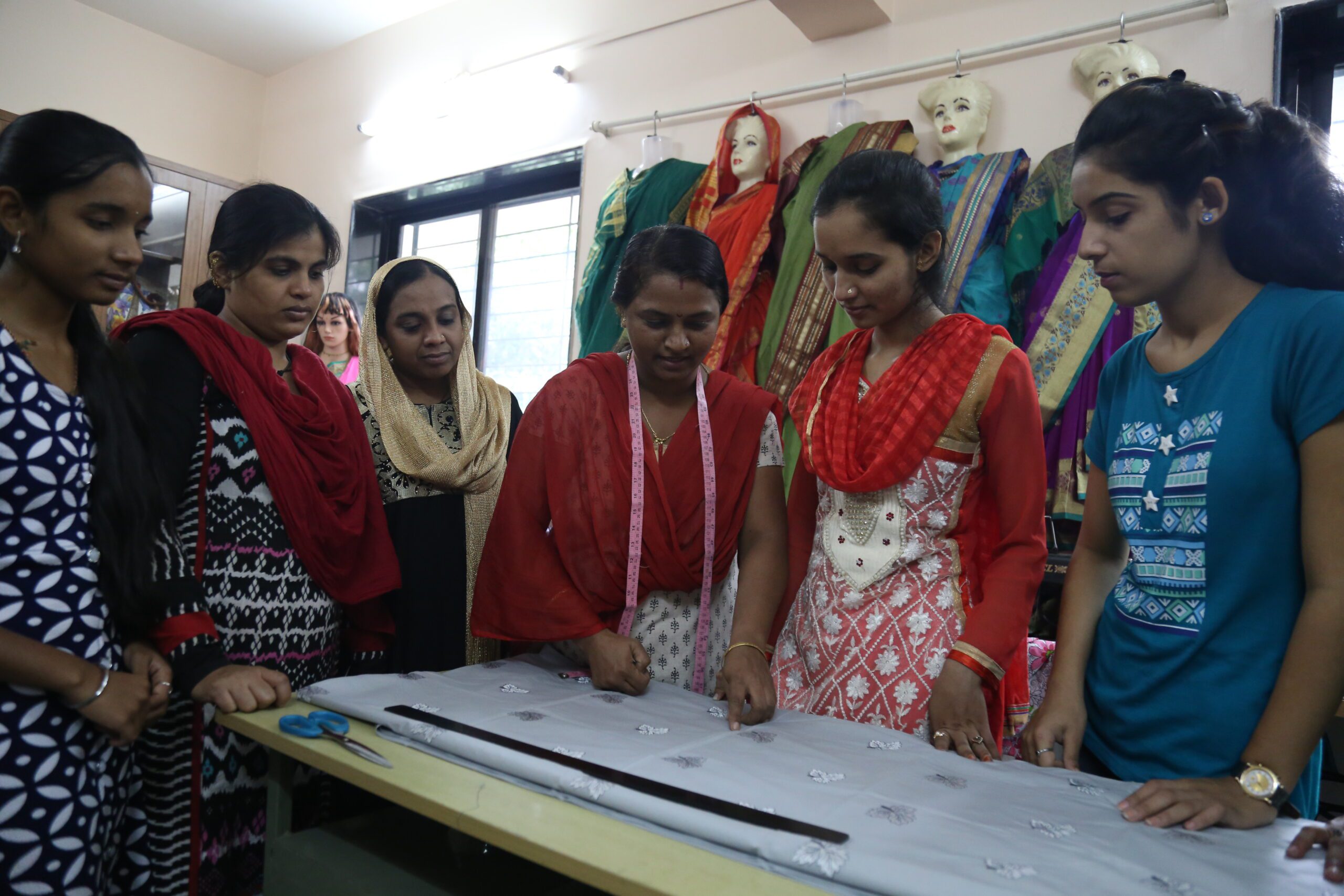 Students at Rani Laxmi Bai Sanstha Pune, Learning Tailoring Work